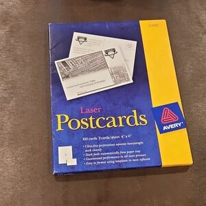 Avery 5389 Laser Postcards 4" x 6" Blank 100 Cards Office Paper